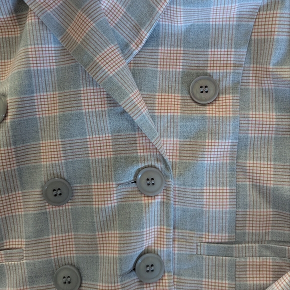 Coffee Shop plaid gray Double Breasted Blazer blushed pink - Picture 5 of 8